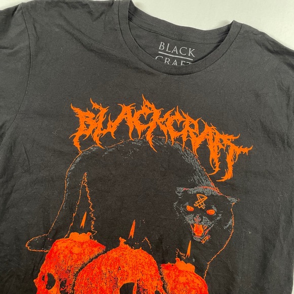 Black Craft Cult T Shirt Large Black Cat Skull Graphic Mens Goth Emo Tee - Picture 1 of 7